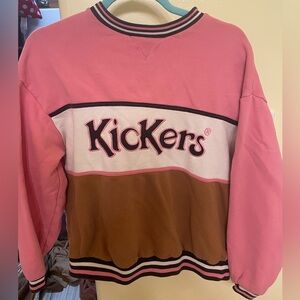 Pink Brown and Cream Colorblock Kickers Sweatshirt